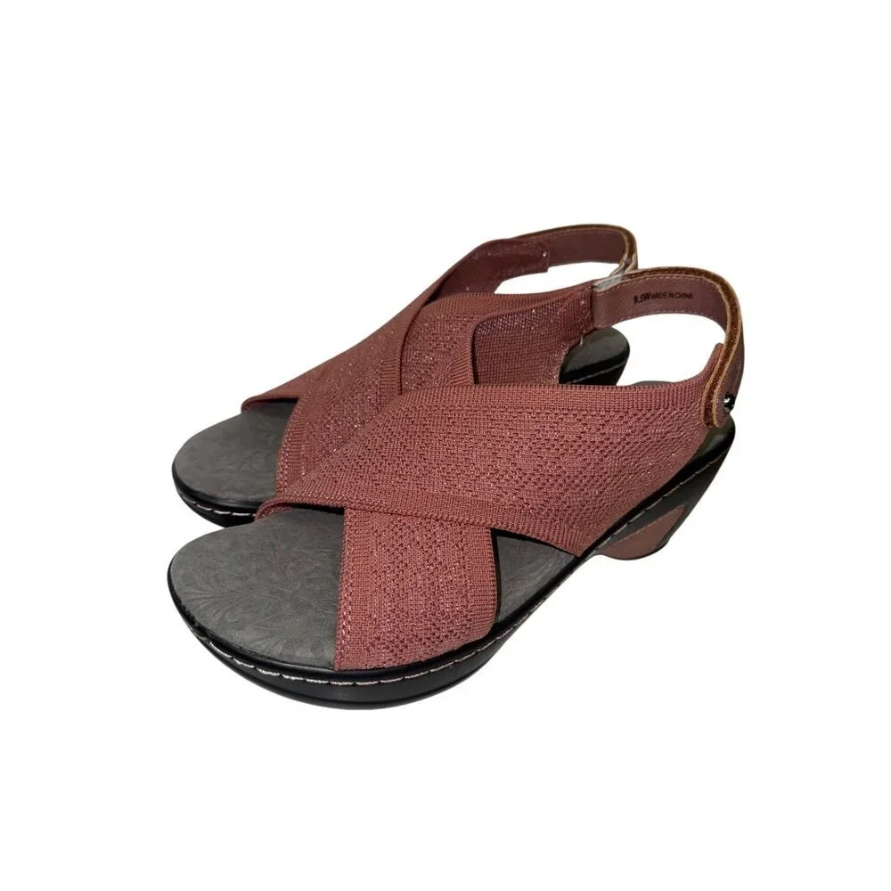 JBU Jamba Alyssa Women's Sandal Wedge Pink Rose Shimmer Lightweight 9.5 Wide